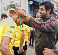 Finishers receiving their GC10K Medals